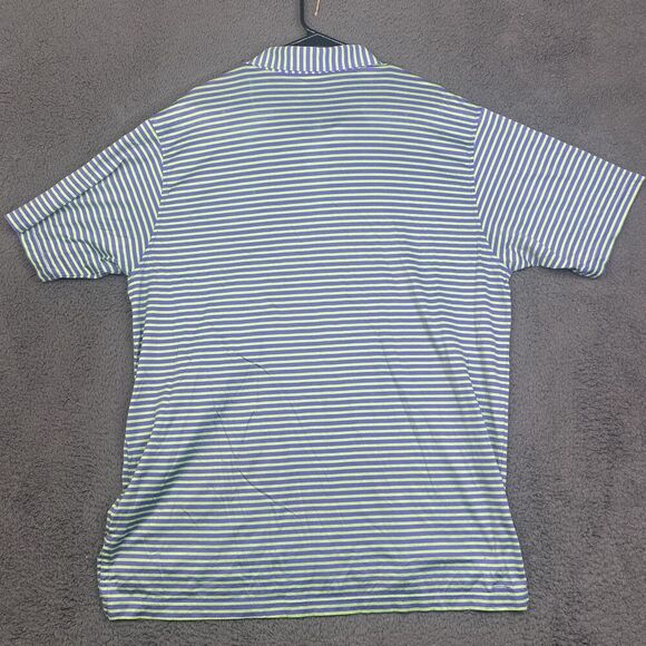 Peter Millar Polo Shirt Mens XL Green Blue Striped Cotton US Open Golf 2015 - Picture 7 of 8